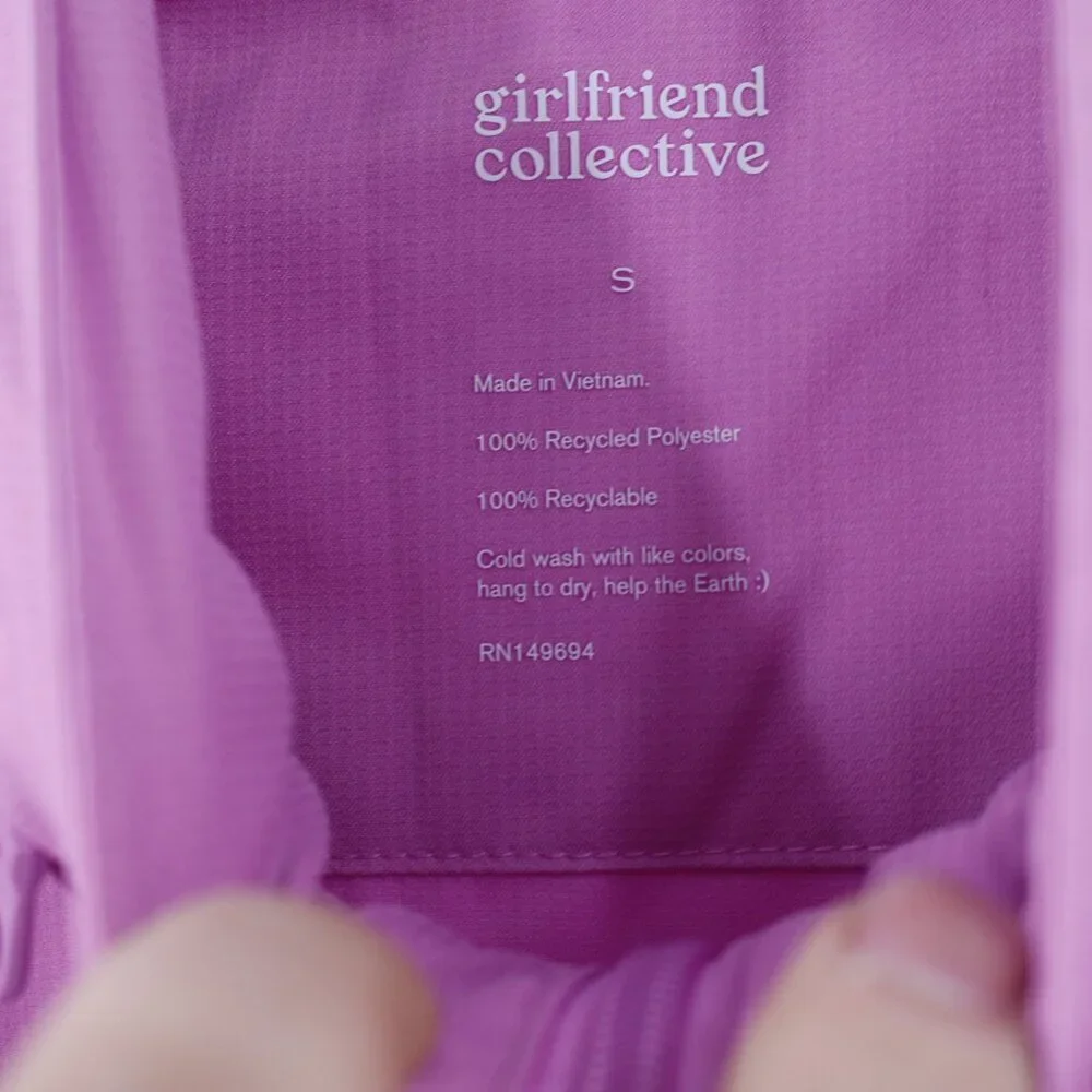 Girlfriend collective windbreaker jacket women's small zip up crop pink hooded - Picture 4 of 15